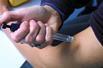 Diabetic insulin injection into arm