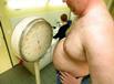 obesity man being weighted on scales