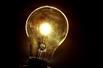 A lit lightbulb