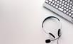 Telephone headset and keyboard