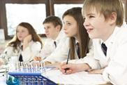 community services young students in class boys girls science school