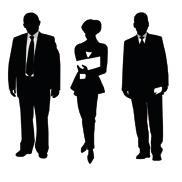 Three silhouetted staff members