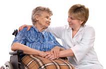 A social worker with an elderly patient