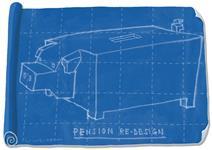 Illustration of a blueprint of a piggy bank