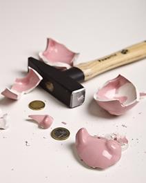 Broken piggy bank