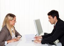 Manager and employee meeting in office
