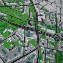 Planning map of town high up