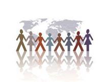Graphic of people holding hands around the world