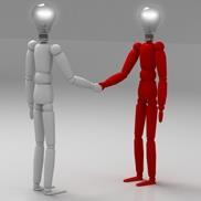 Two figures shaking hands