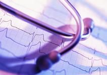heart attack test results and stethoscope