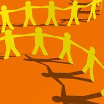 Paper chain cut out of people holding hands