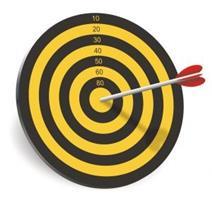 An arrow slap bang in the middle of a yellow and black target