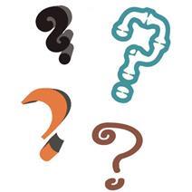 A graphic of question marks