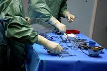 Surgeon's equipment on operating table