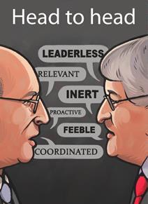Cartoon image of Niall Dickson and Alan Maynard