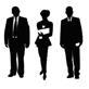 Three silhouetted staff members