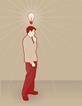 Man thinking with brain as lighbulb above head