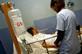 A patient lying in a hospital bed