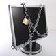 A screen with a chain and lock on it