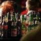 Busy pub with table full of drinks