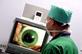 Surgeon performing eye surgery