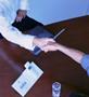 Job interview shaking hands